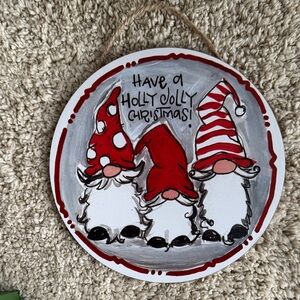 Hobby Lobby Red and White Gnome Christmas Plaque